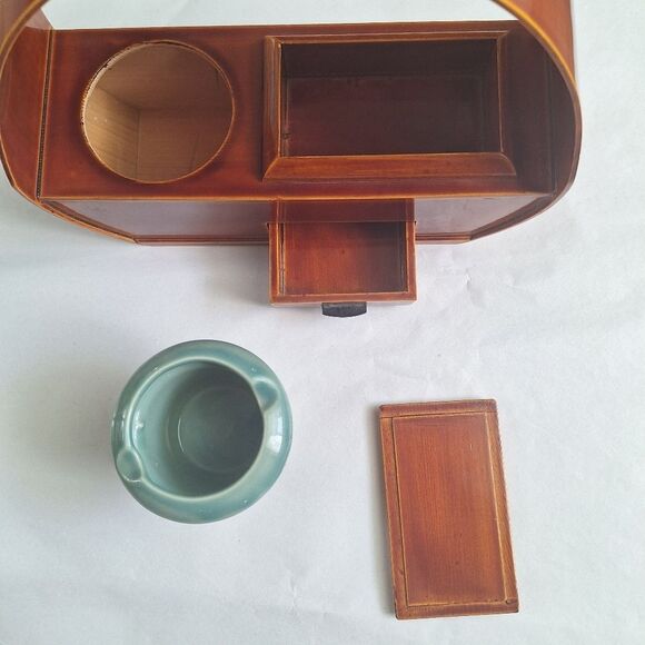 Vintage Japanese Hida Shunkei Lacquer Wooden Tobacco Bon Tray With Handle - Picture 8 of 10